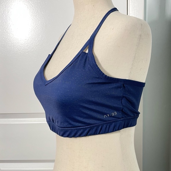 AR 33 Zion Sports Bra Ocean Dark Blue V-Neck Adjustable Strap Racerback … - Picture 5 of 11